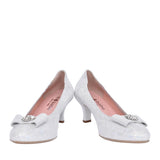 Ladies 3030 Low Heel Court Shoe In Silver