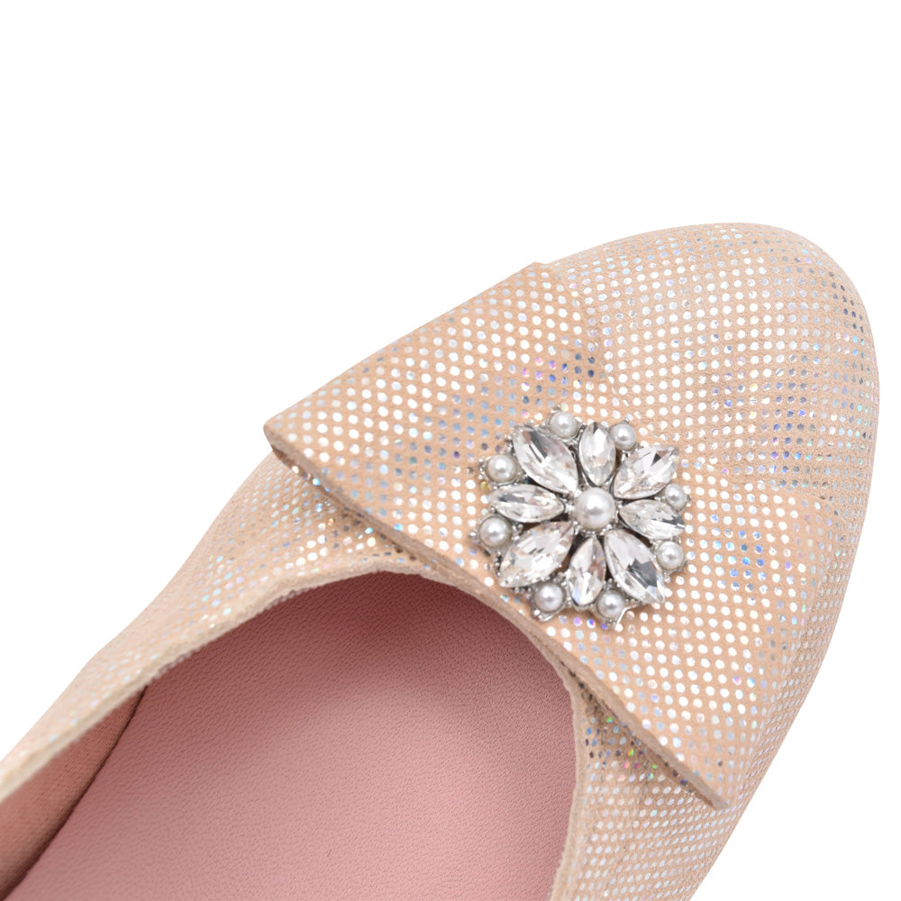 Ladies 3030 Low Heel Court Shoe In Nude