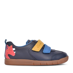 Boys Den Play K Navy Leather Shoe In Kids F Fit