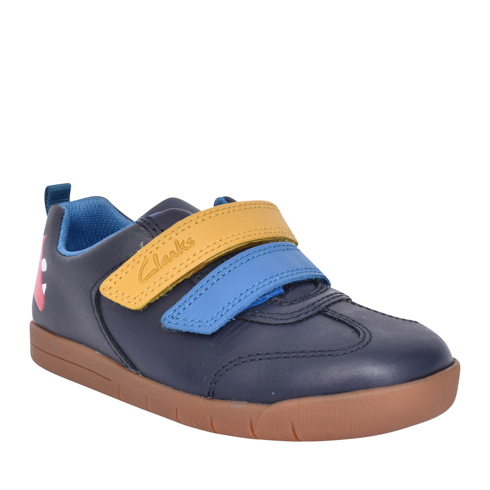 Boys Den Play K Navy Leather Shoe In Kids F Fit
