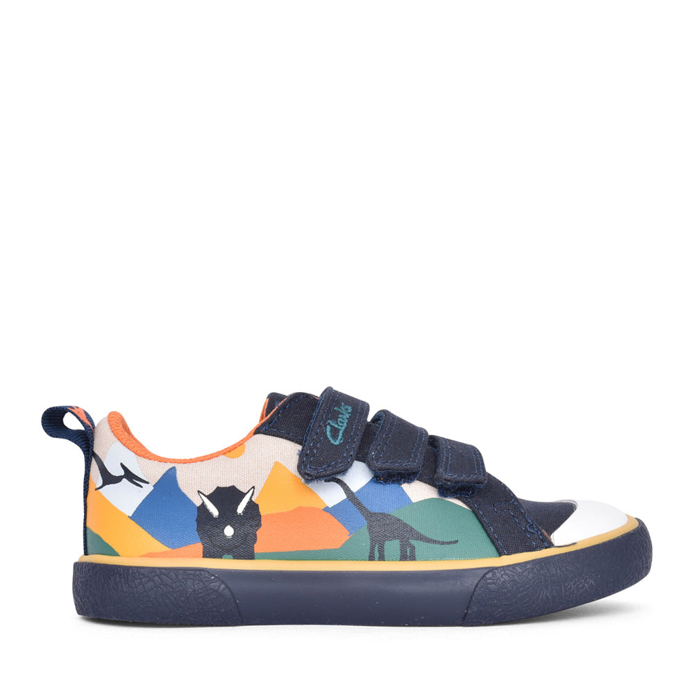 Boys Foxing Play Navy Canvas Shoe In Kids F Fit