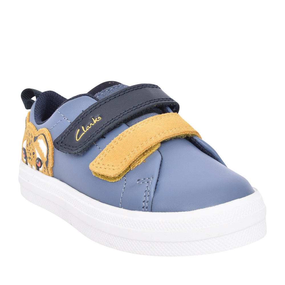 Boys Nova Cheat K Denim Blue Leather Shoe In Kids G Fit