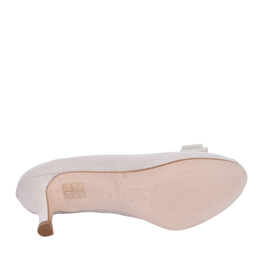 Ladies Rp0008 Medium Heel Peep Toe In Beige