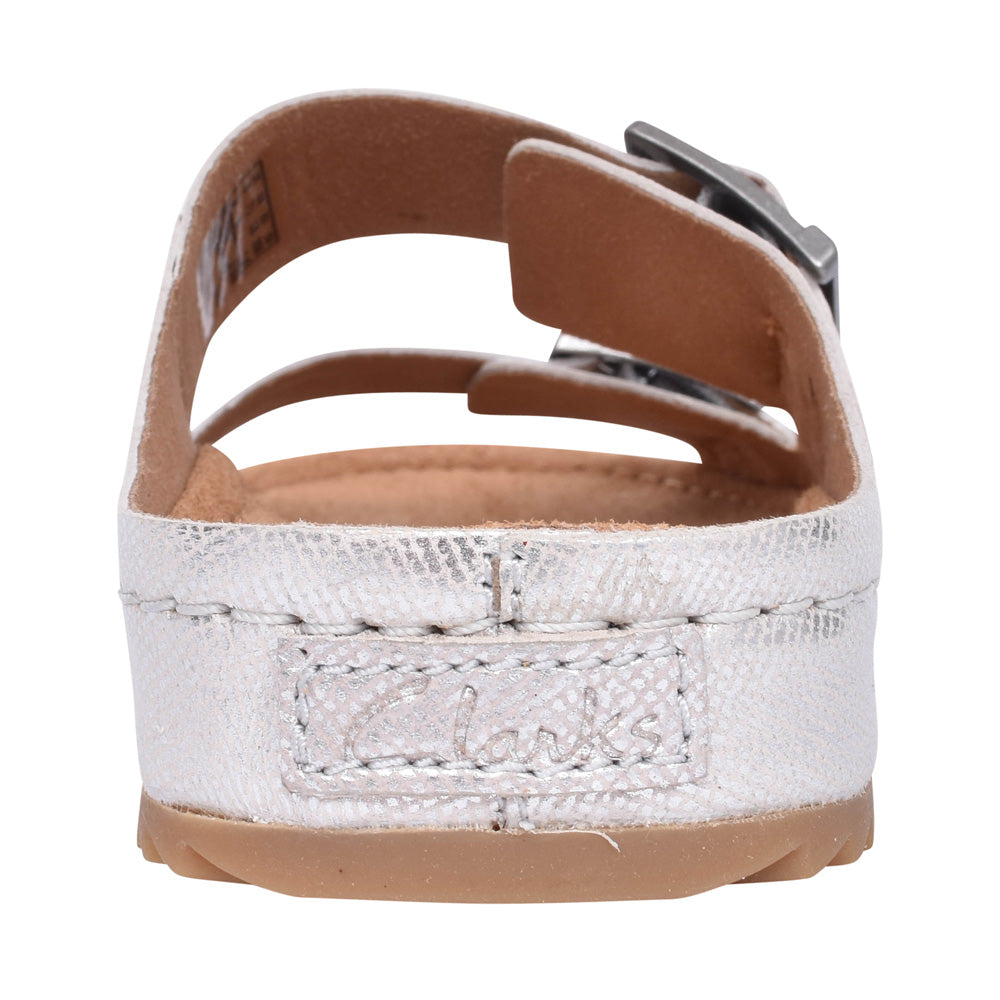 Ladies Brookleigh Sun Leather D-fit Mule In Silver