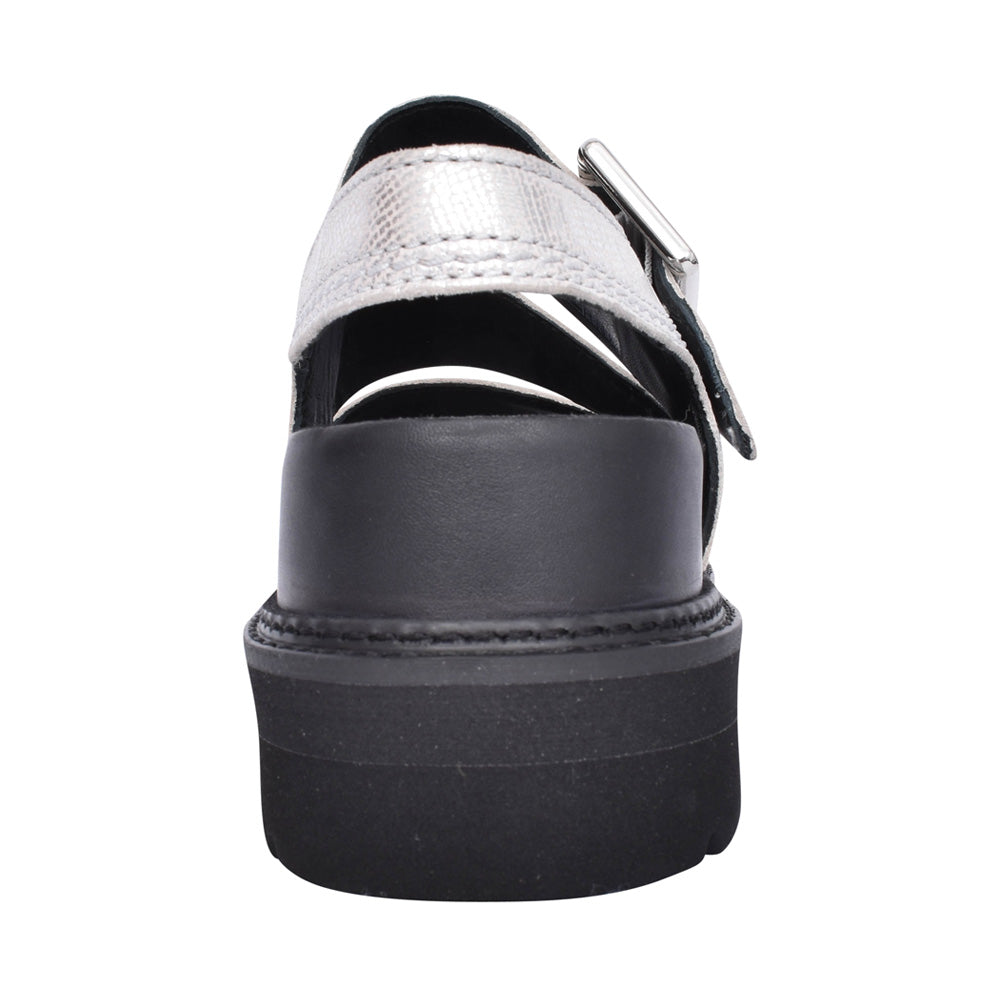 Ladies Orianna Over Leather D-fit Platform Sandal In Silver