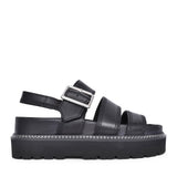 Ladies Orianna Over Leather D-fit Platform Sandal In Black