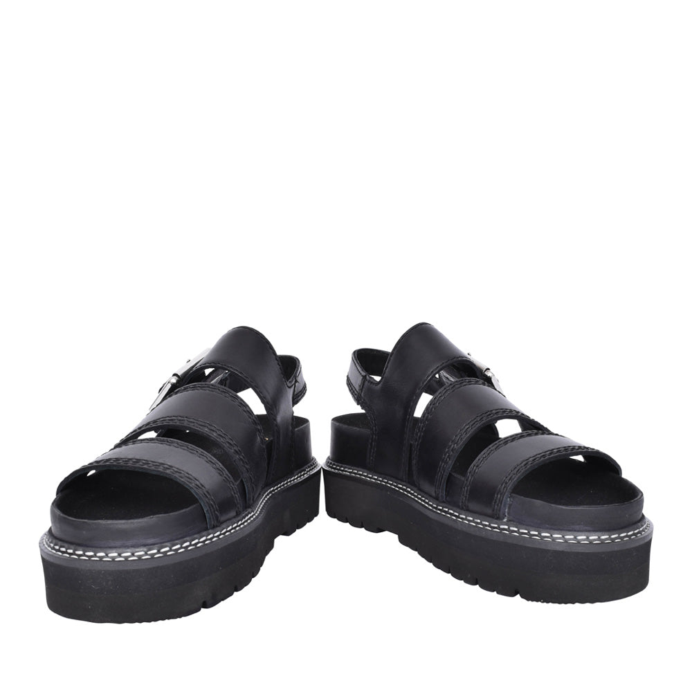 Ladies Orianna Over Leather D-fit Platform Sandal In Black