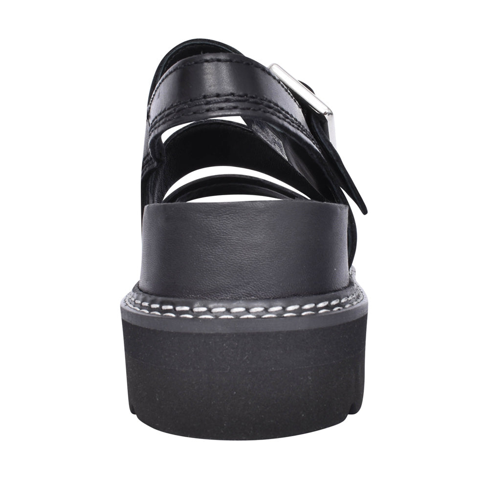 Ladies Orianna Over Leather D-fit Platform Sandal In Black