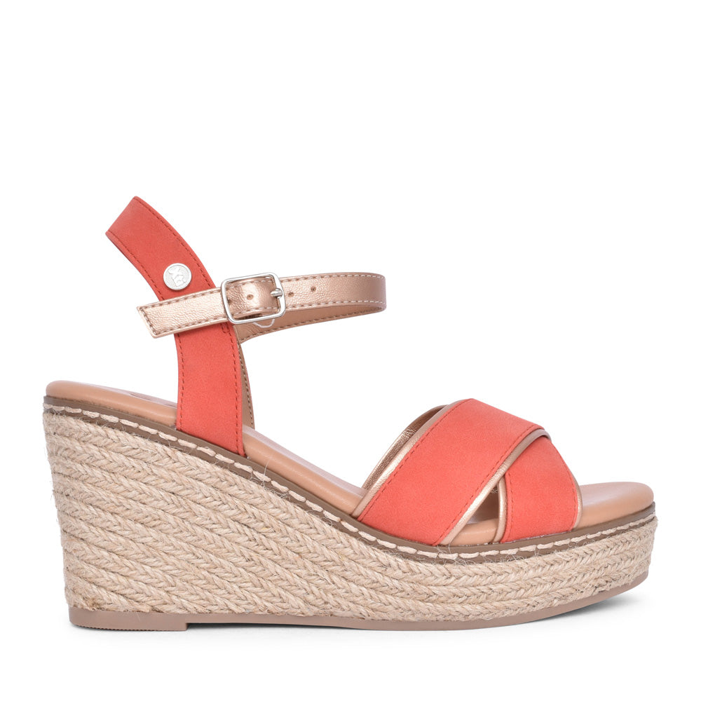 Ladies 141282 Wedge Sandal In Coral