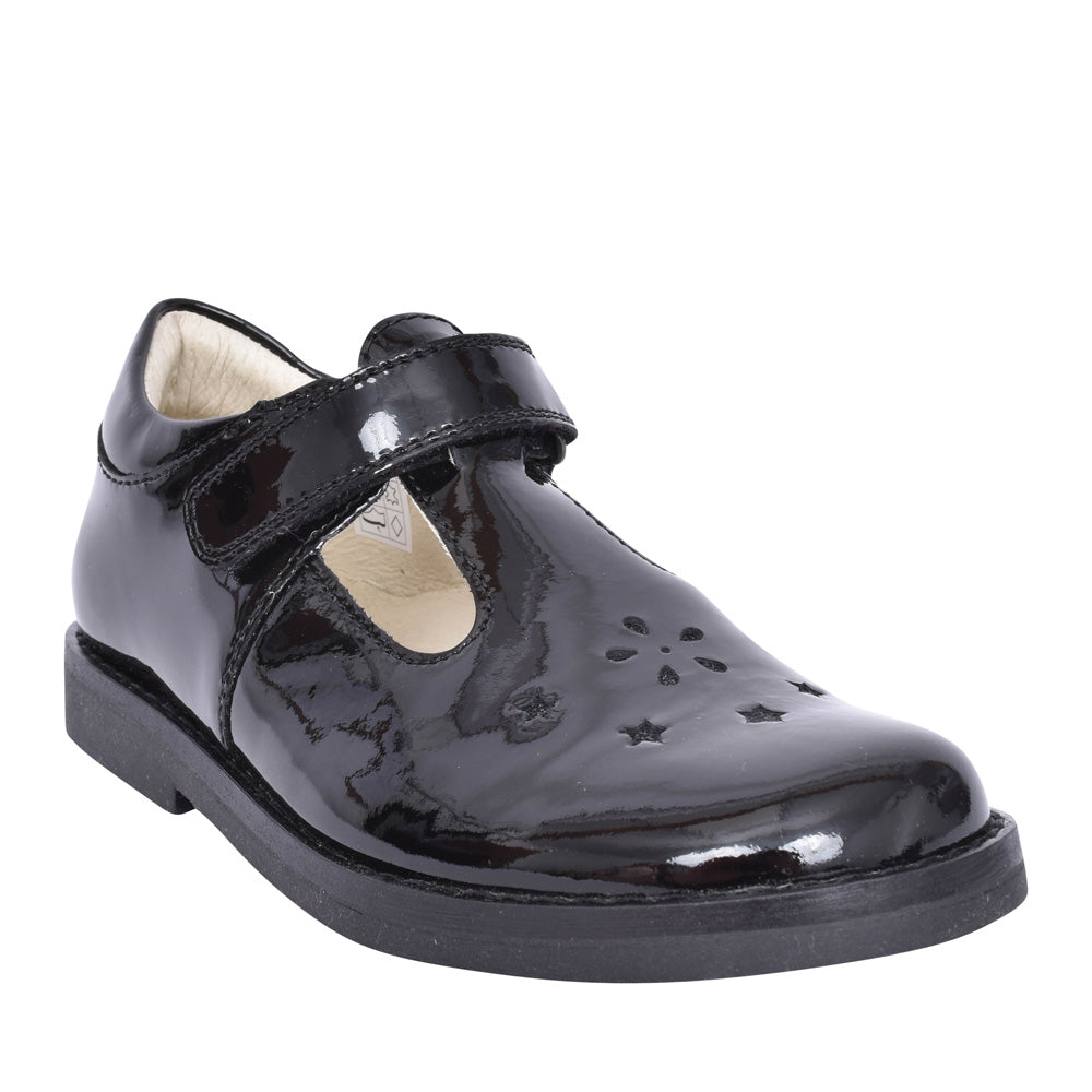 Girls Evia G3140128-1 Patent T-bar Shoe In Blk Patent