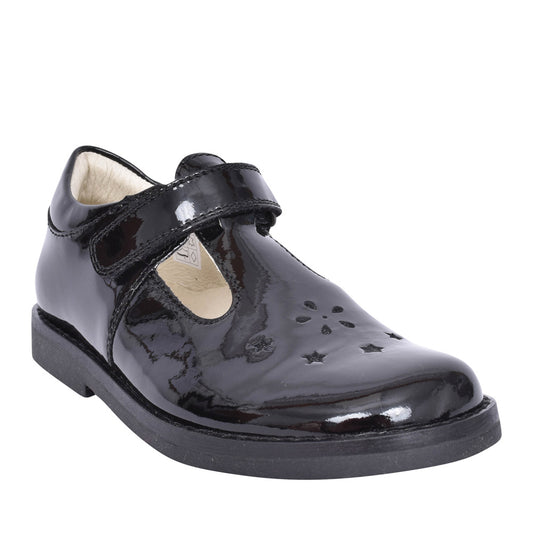 Girls Evia G3140128-1 Patent T-bar Shoe In Blk Patent