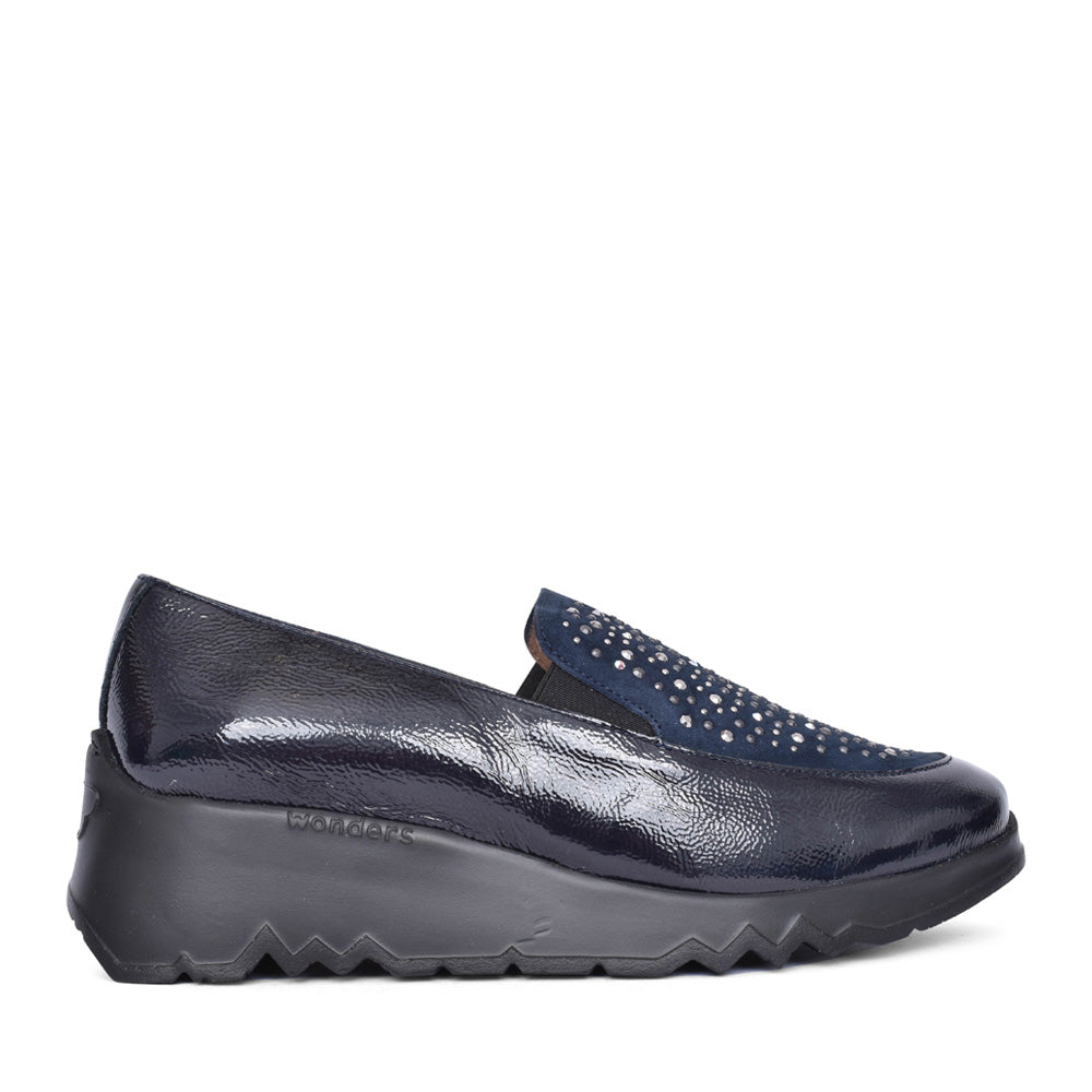 Ladies E-6733 Wedge Slip-on Shoe In Blue