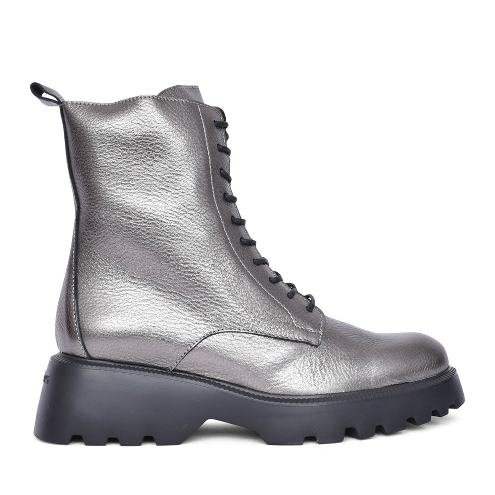 Ladies C-7205 Laced Calf Boot In Pewter