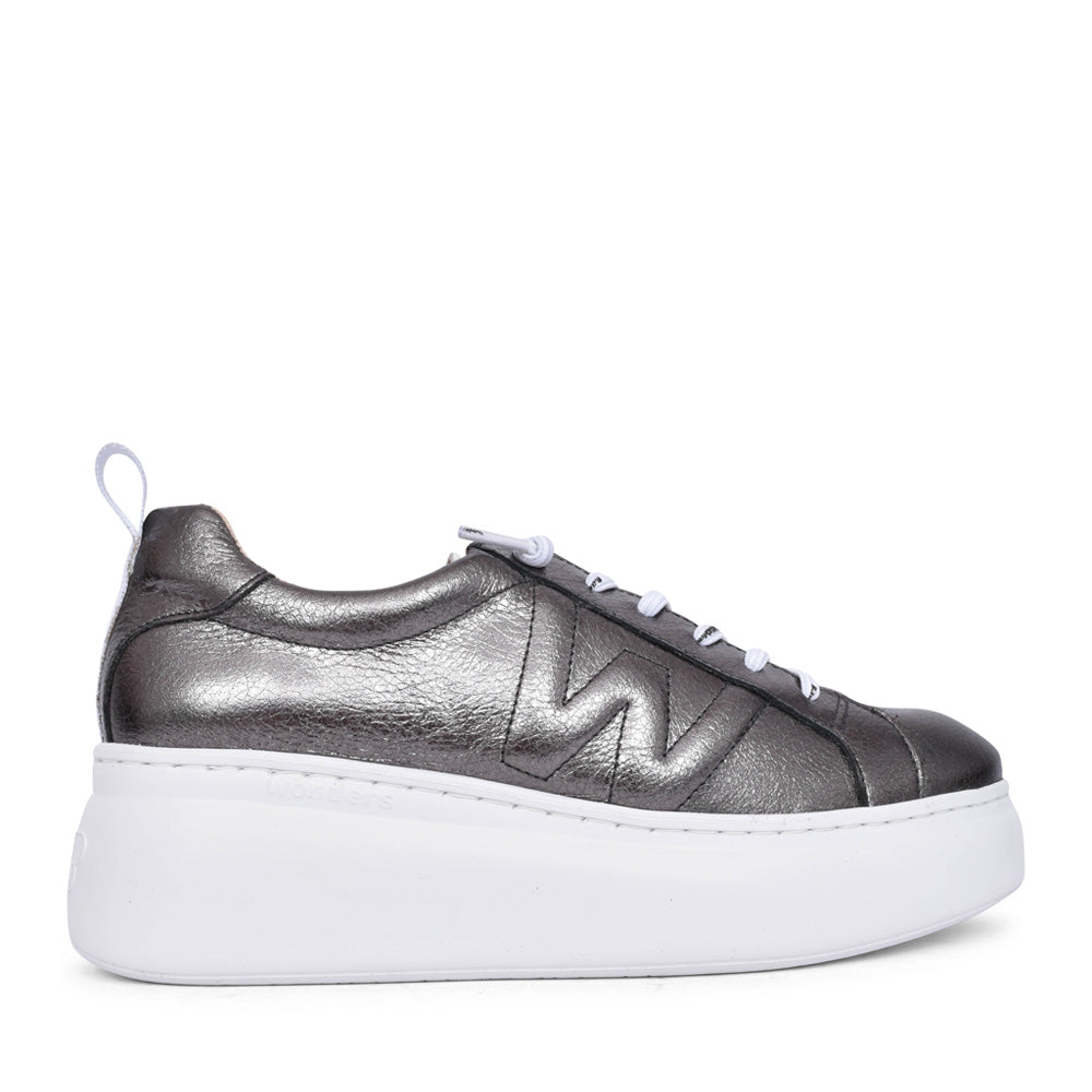 Ladies A-2632 Wedge Laced Shoe In Pewter