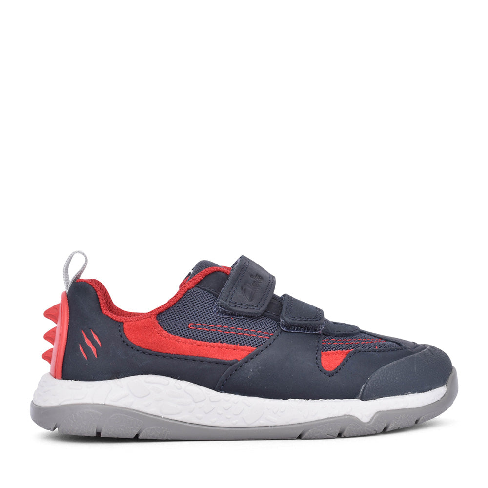 Boys Steggy Tail Navy Velcro Shoe In Kids F Fit