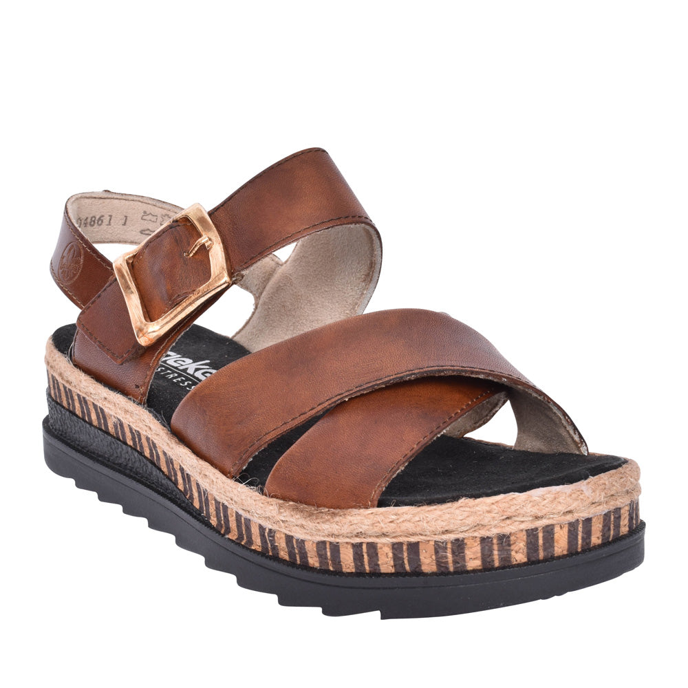 Ladies V7951 Low Heel Sandal In Brown