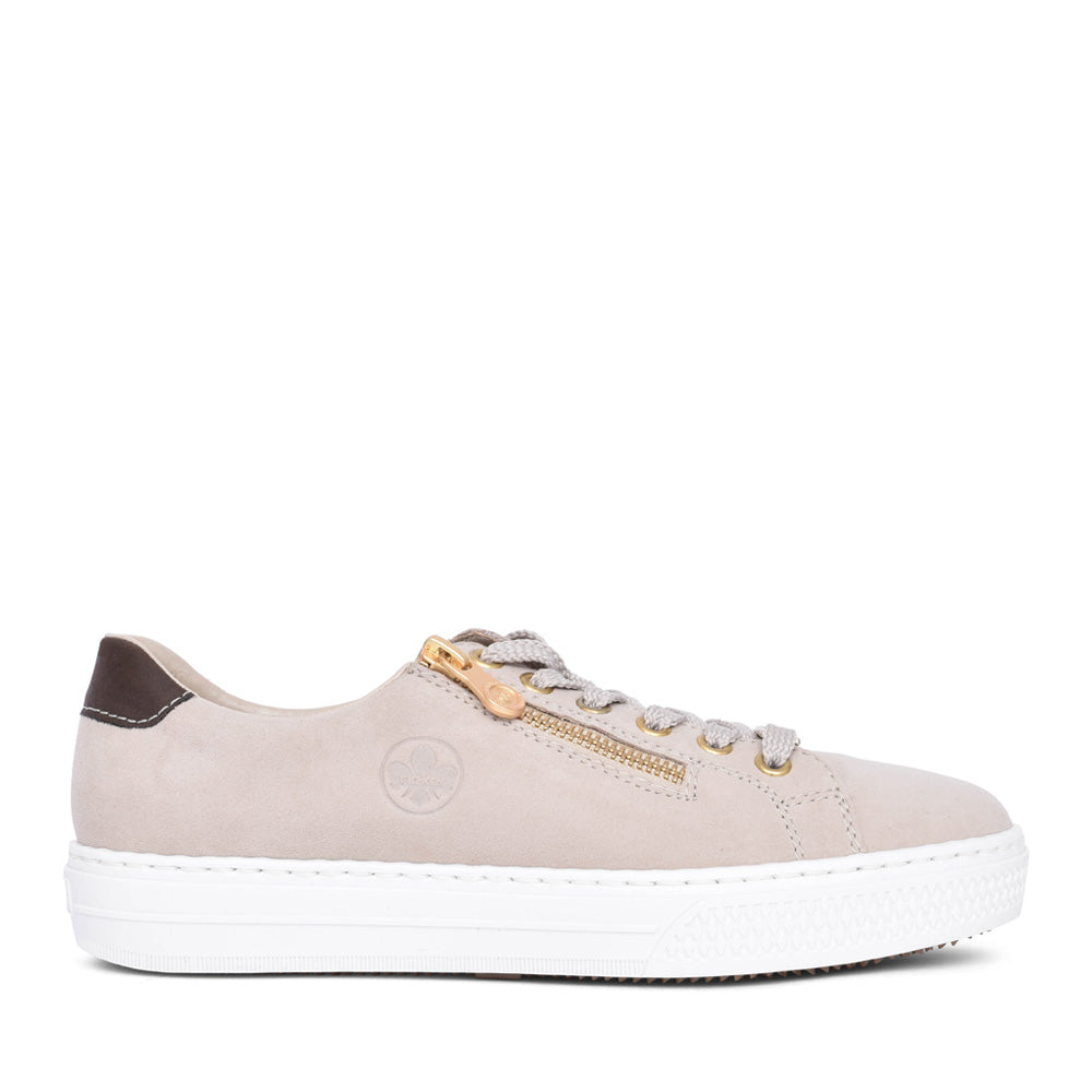 Ladies L59l1 Laced Trainer In Beige