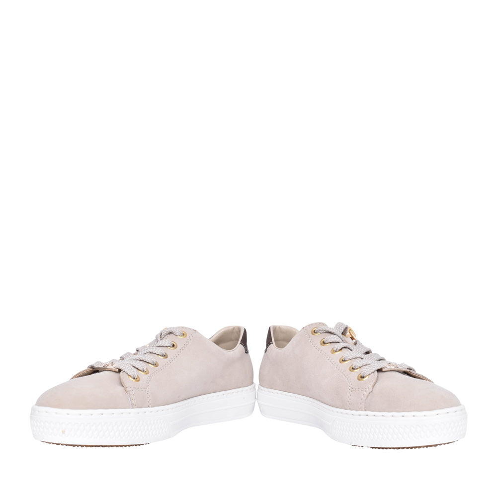 Ladies L59l1 Laced Trainer In Beige