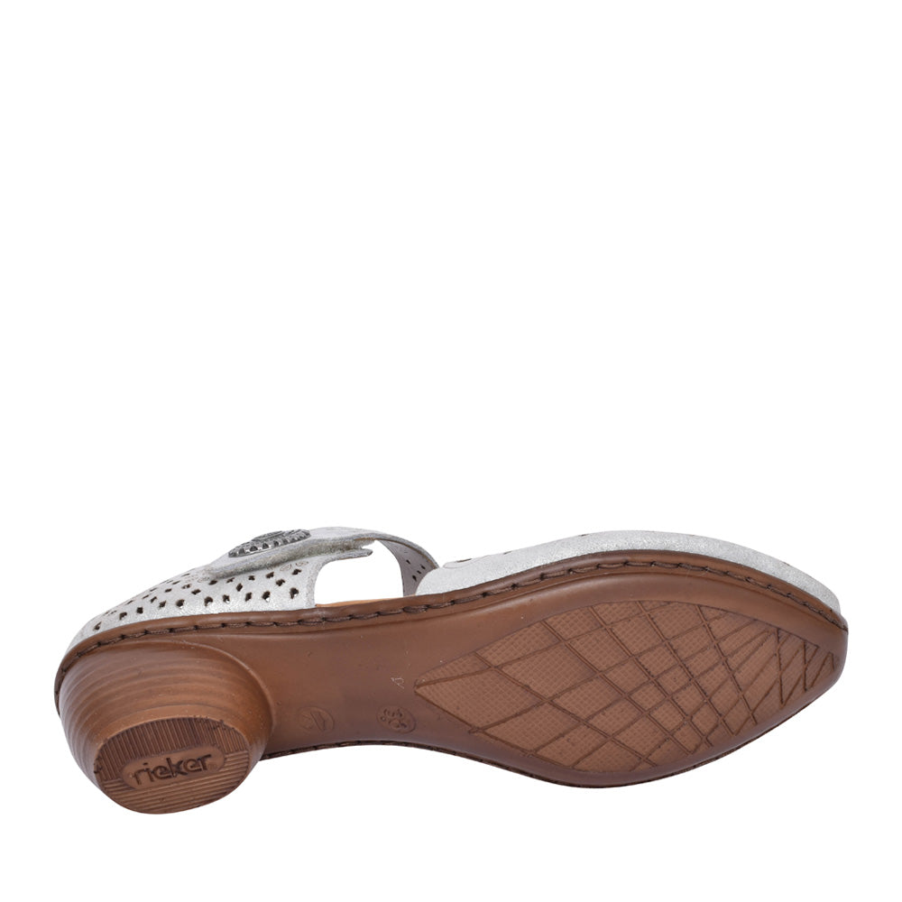 Ladies 43753 Low Heel Velcro Shoe In Silver