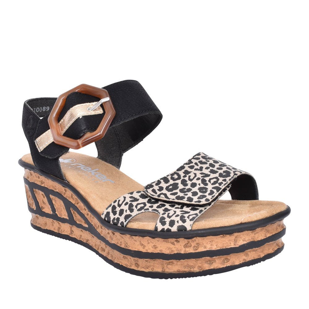 Ladies 68176 Wedge Sandal In Black