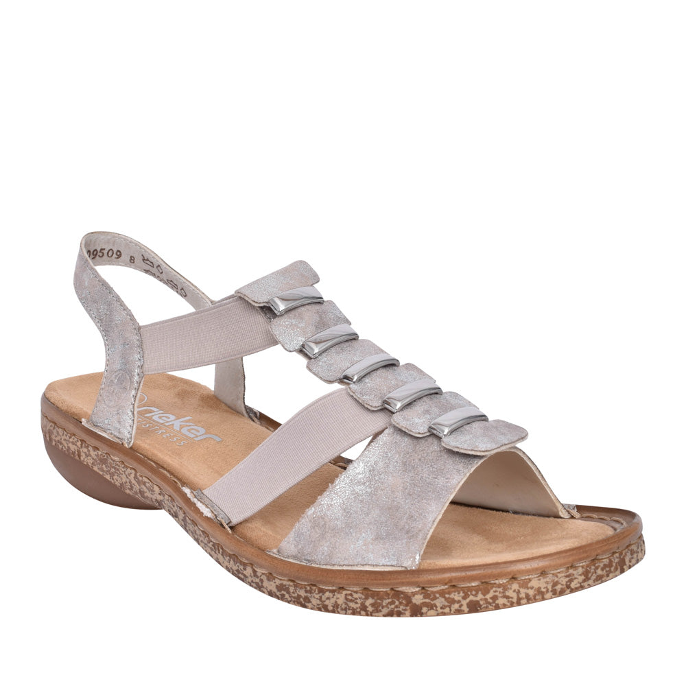 Ladies 62850 Elasticated Sandal In Metallic