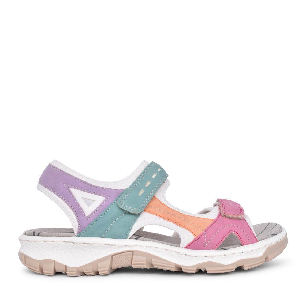 Ladies 68866 Double Velcro Sandal In Multi-colour