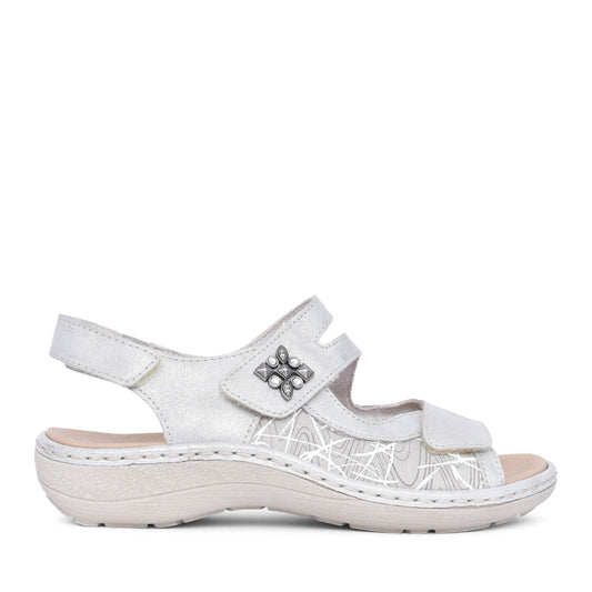 Ladies D7647 Velcro Sandal In Grey