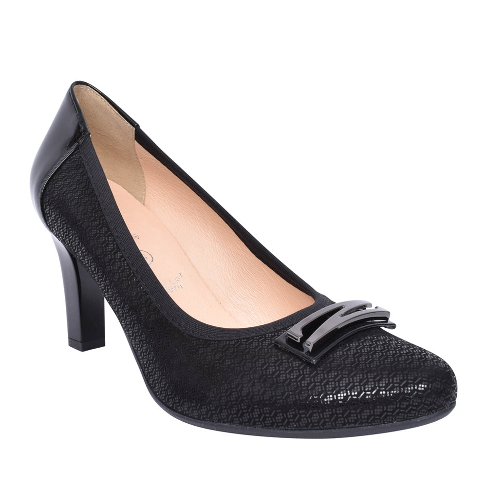Ladies 5402 G-fit Medium Heel Court Shoe In Black