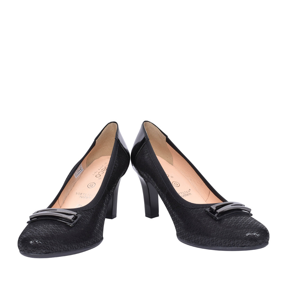 Ladies 5402 G-fit Medium Heel Court Shoe In Black
