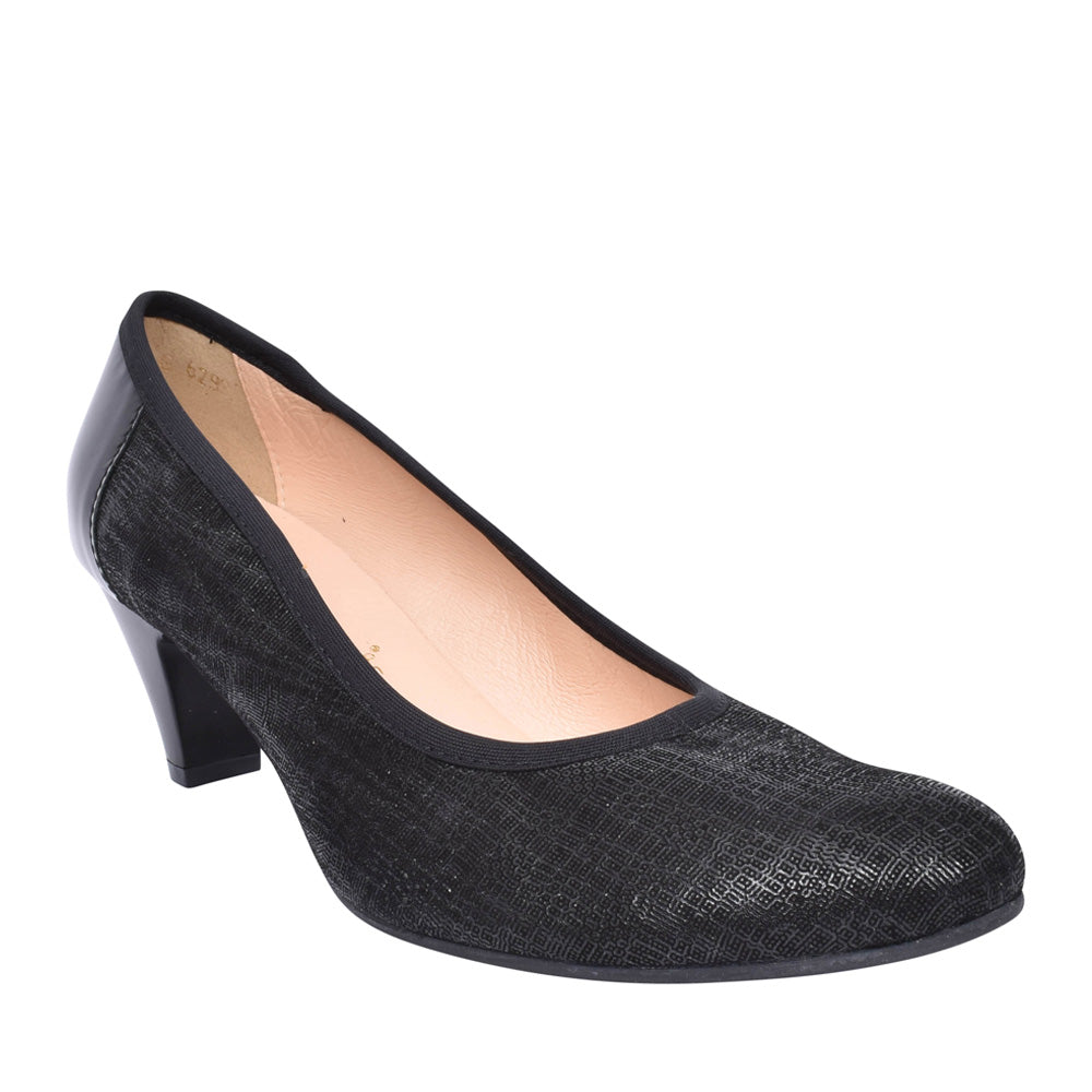 Ladies 6299 G-fit Low Heel Court Shoe In Black