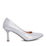 Ladies 6178 G-fit Medium Heel Court Shoe In Silver