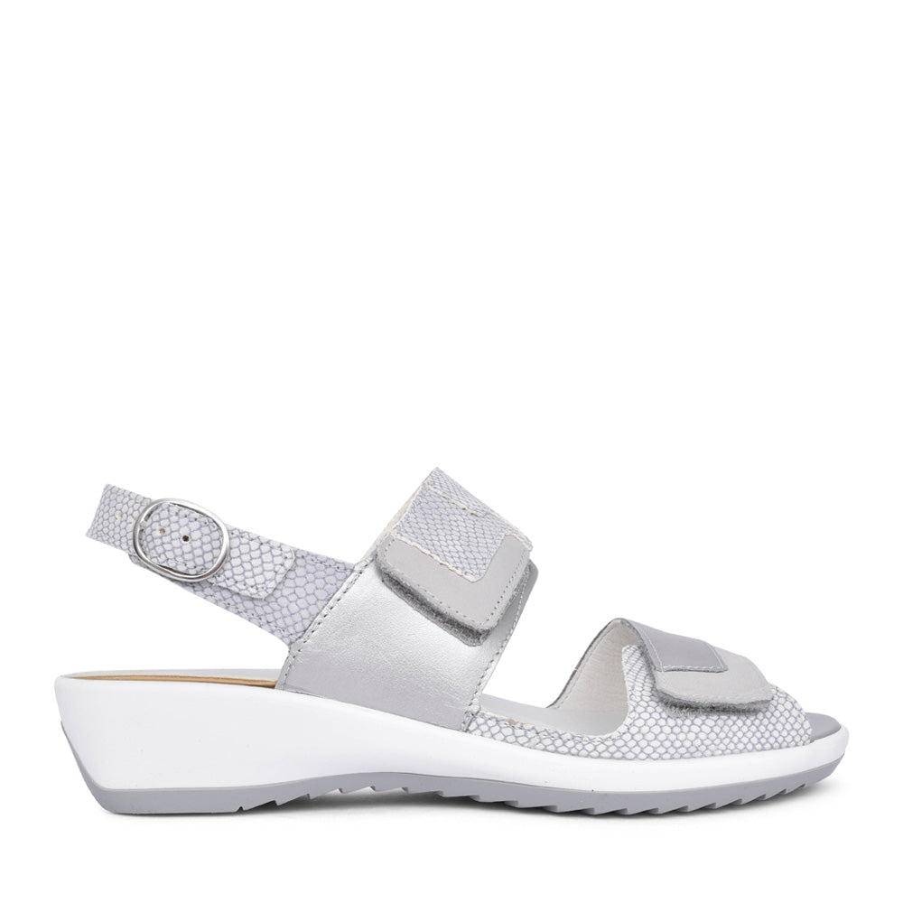 Ladies 225017 Ginger G-fit Velcro Sandal In Silver