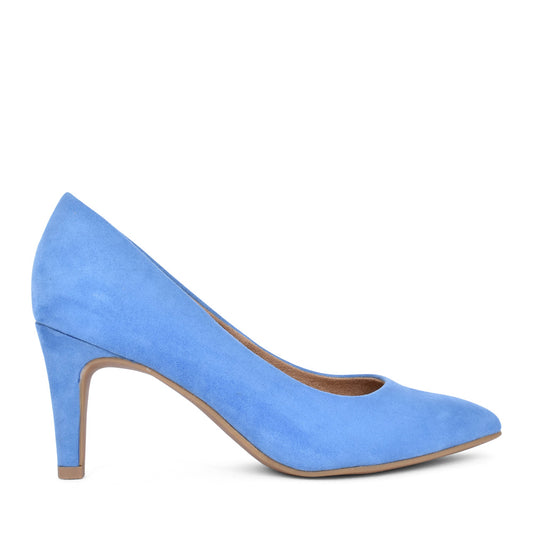 Ladies 5-22411 Medium Heel Court Shoe In Blue