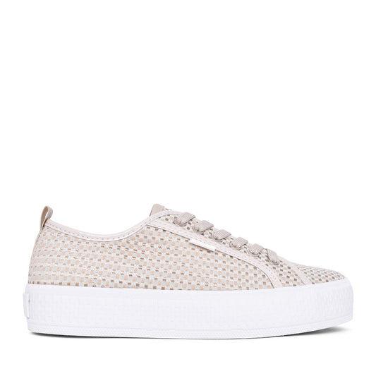 Ladies 5-23650 Laced Trainer In Natural
