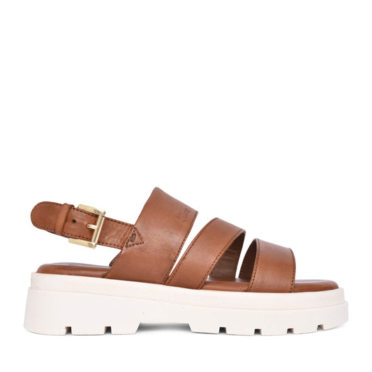 Ladies 5-28200 Low Heel Sandal In Cognac