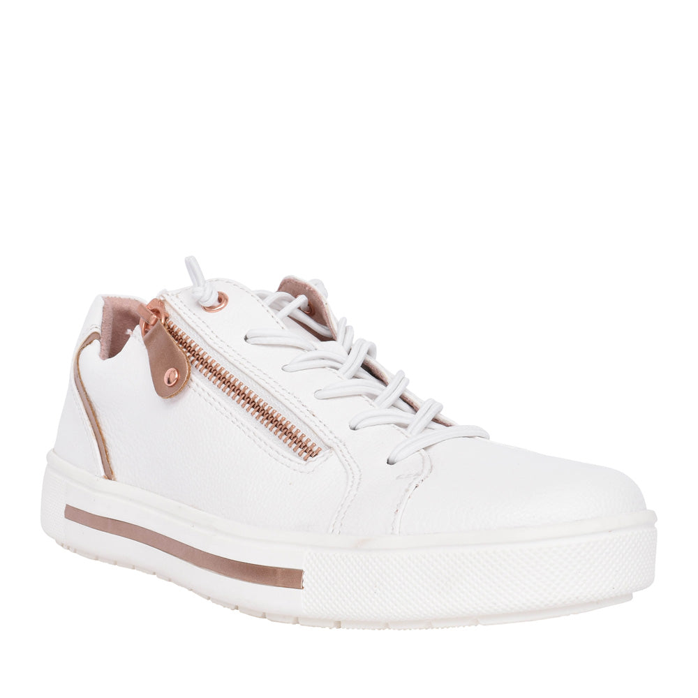 Ladies 8-23660 Laced Trainer In White