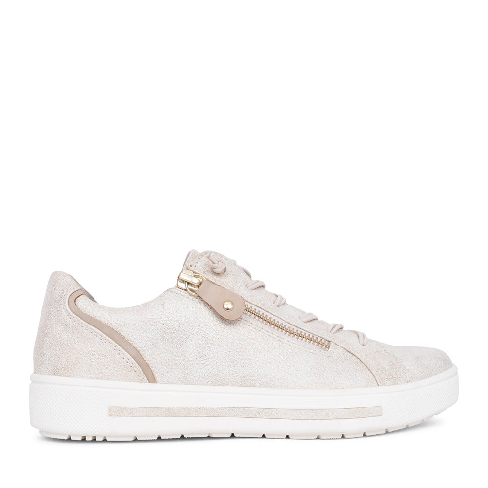 Ladies 8-23660 Laced Trainer In Gold