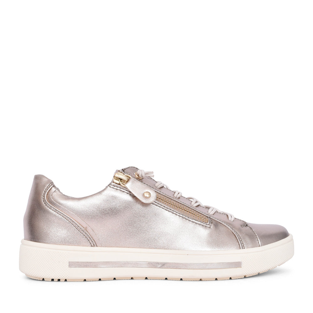 Ladies 8-23660 Laced Trainer In Champagne