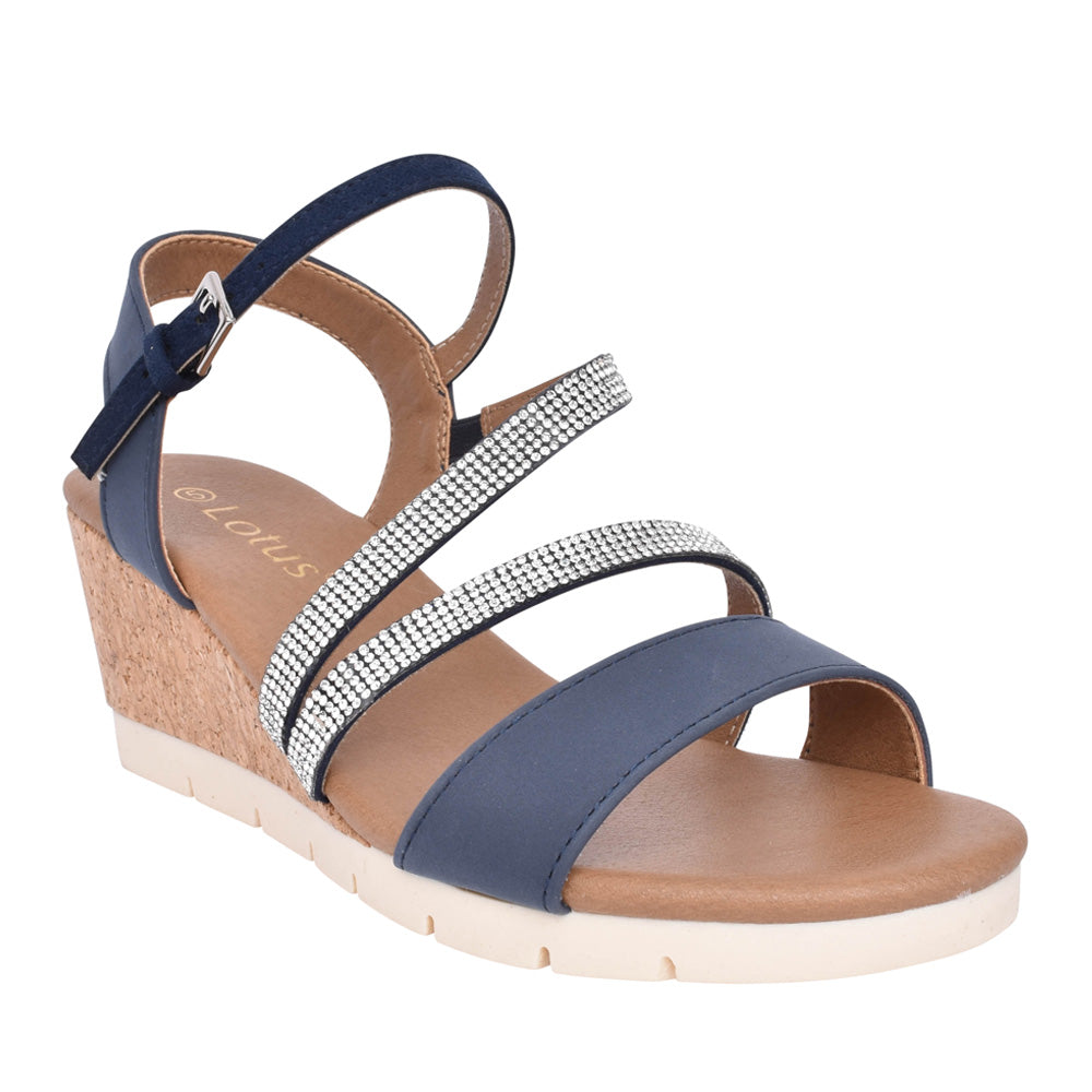 Ladies Goldie Ulp275 Wedge Sandal In Navy