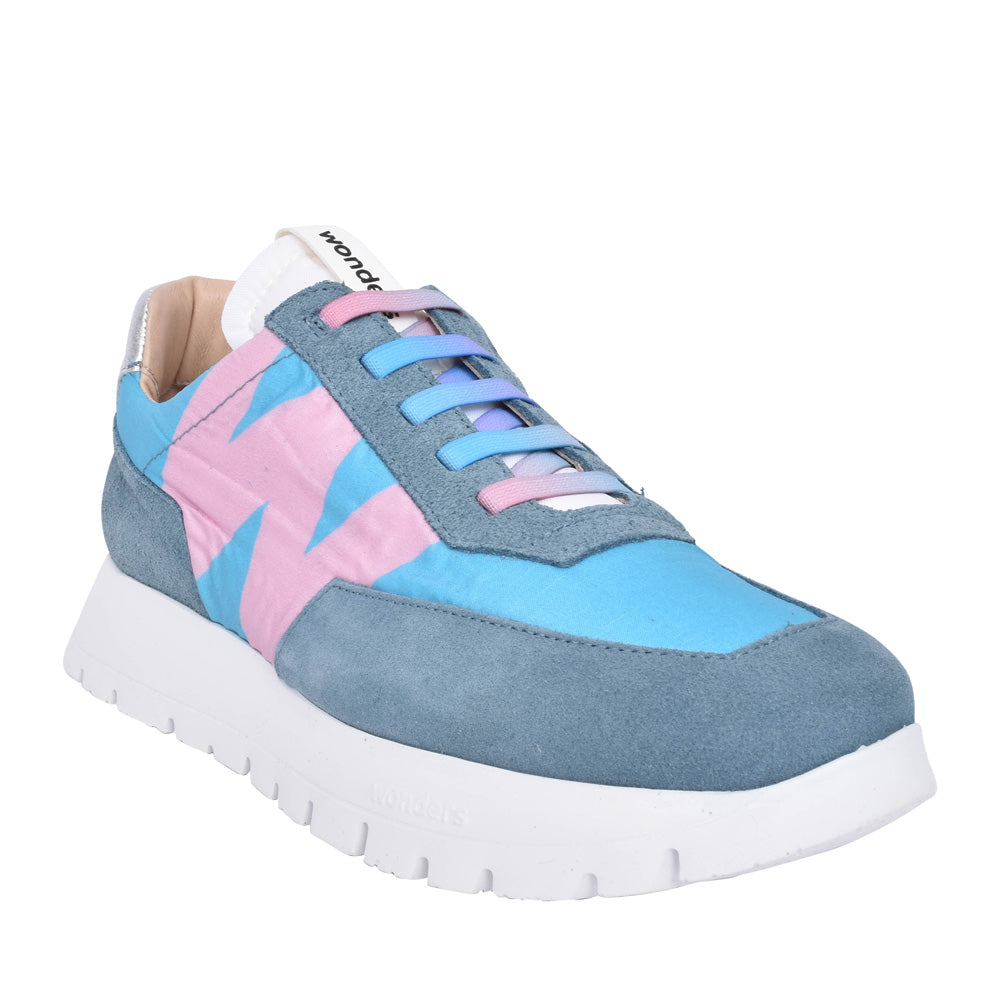 Ladies A-2422-t Laced Trainer In Blue