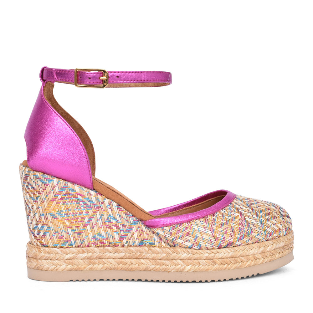 Ladies Cameo Wedge Shoe In Multi-colour
