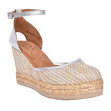 Ladies Cameo Wedge Shoe In Silver