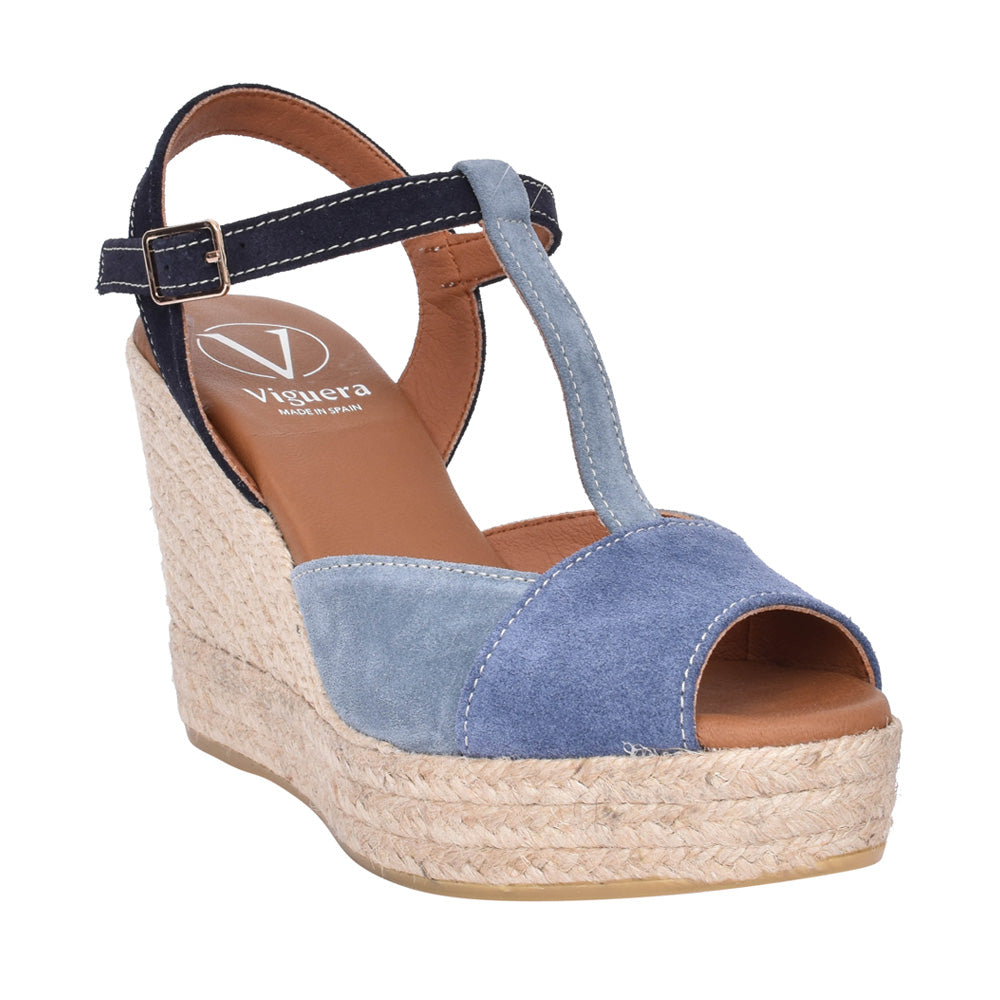 Ladies 2150 India Wedge Sandal In Blue-multi