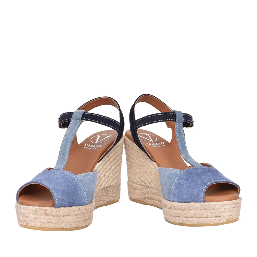 Ladies 2150 India Wedge Sandal In Blue-multi