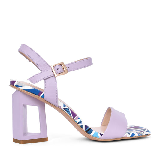 Ladies D40514 Medium Heel Sandal In Purple