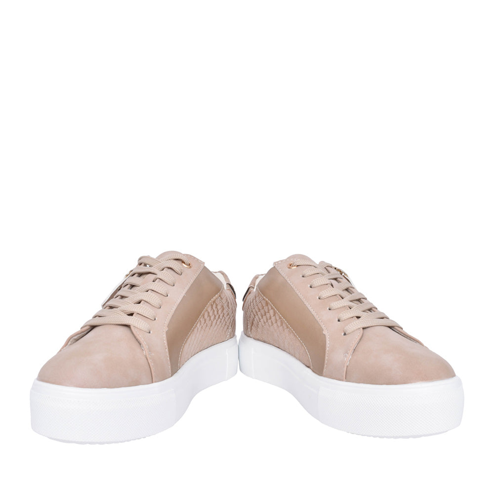 Ladies Nixie Dlw036 Laced Trainer In Beige
