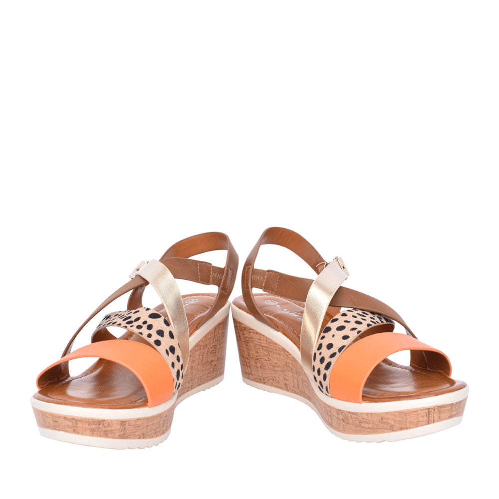 Ladies Arundel Jlh468 Wedge Sandal In Orange