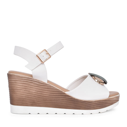 Ladies Haima Wedge Sandal In White