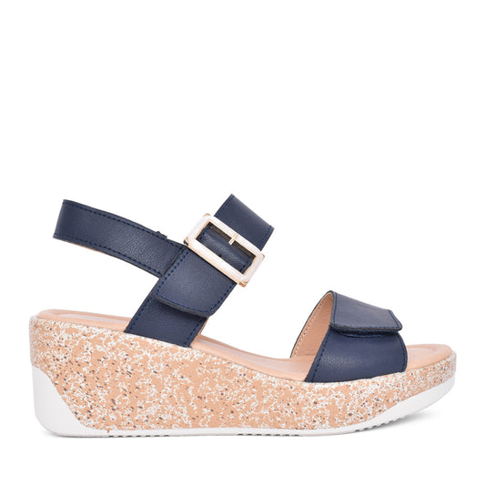 Ladies Agerola Wedge Sandal In Navy