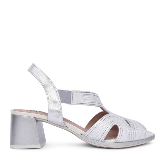 Ladies 5690 Block Heel Sandal In Silver